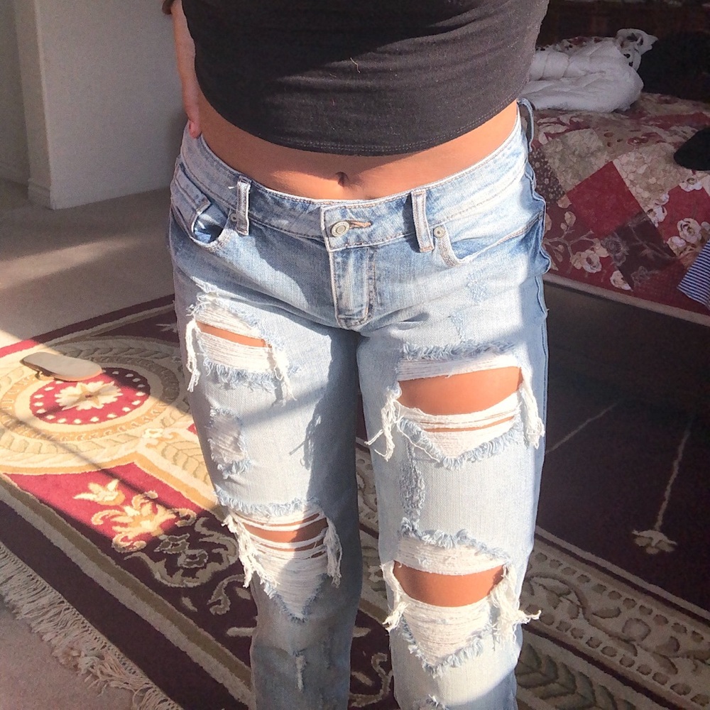 Eunina low rise boyfriend ripped jeans